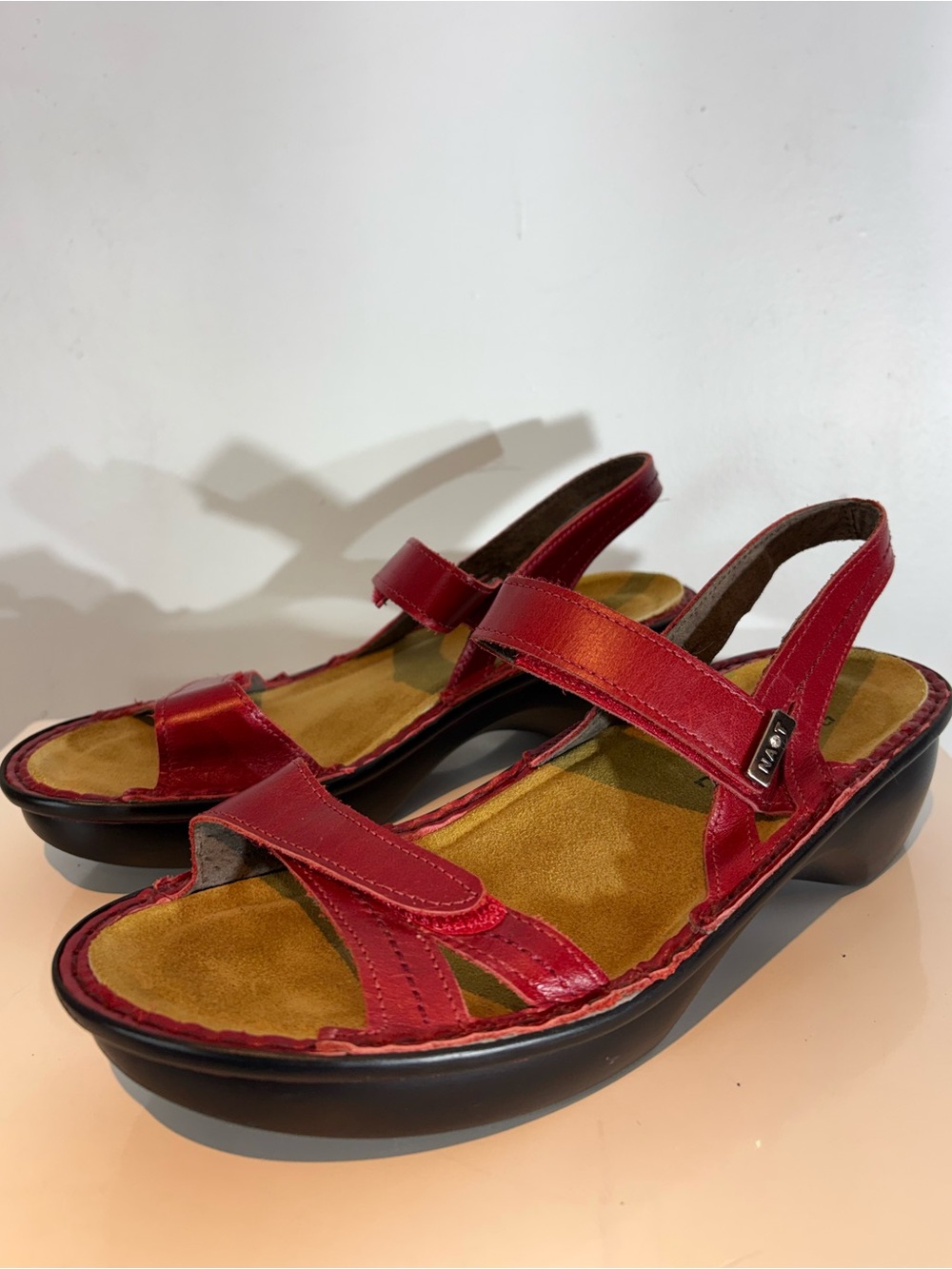 NAOT Brussels Red Leather Slingback Comfort Sandals EU 38 US 7